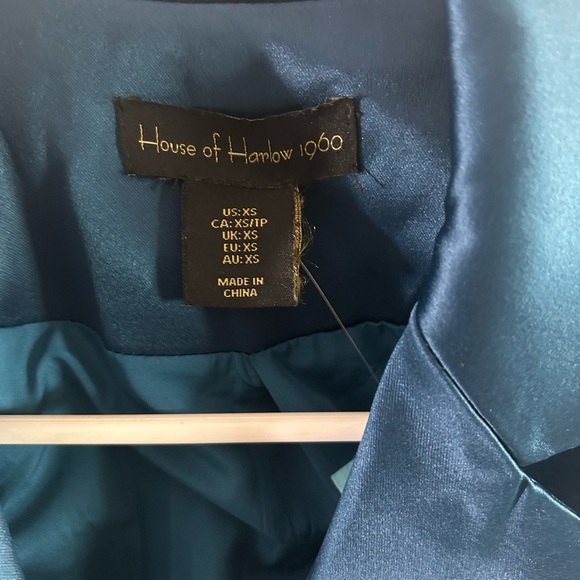 House of Harlow 1960 Teal Satin Cropped Jacket - Picture 4 of 4